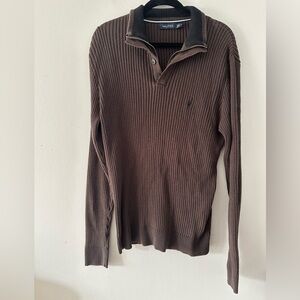 Nautica Men's Brown Zip-Up Sweater